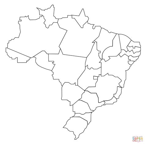 brazil outline map with states